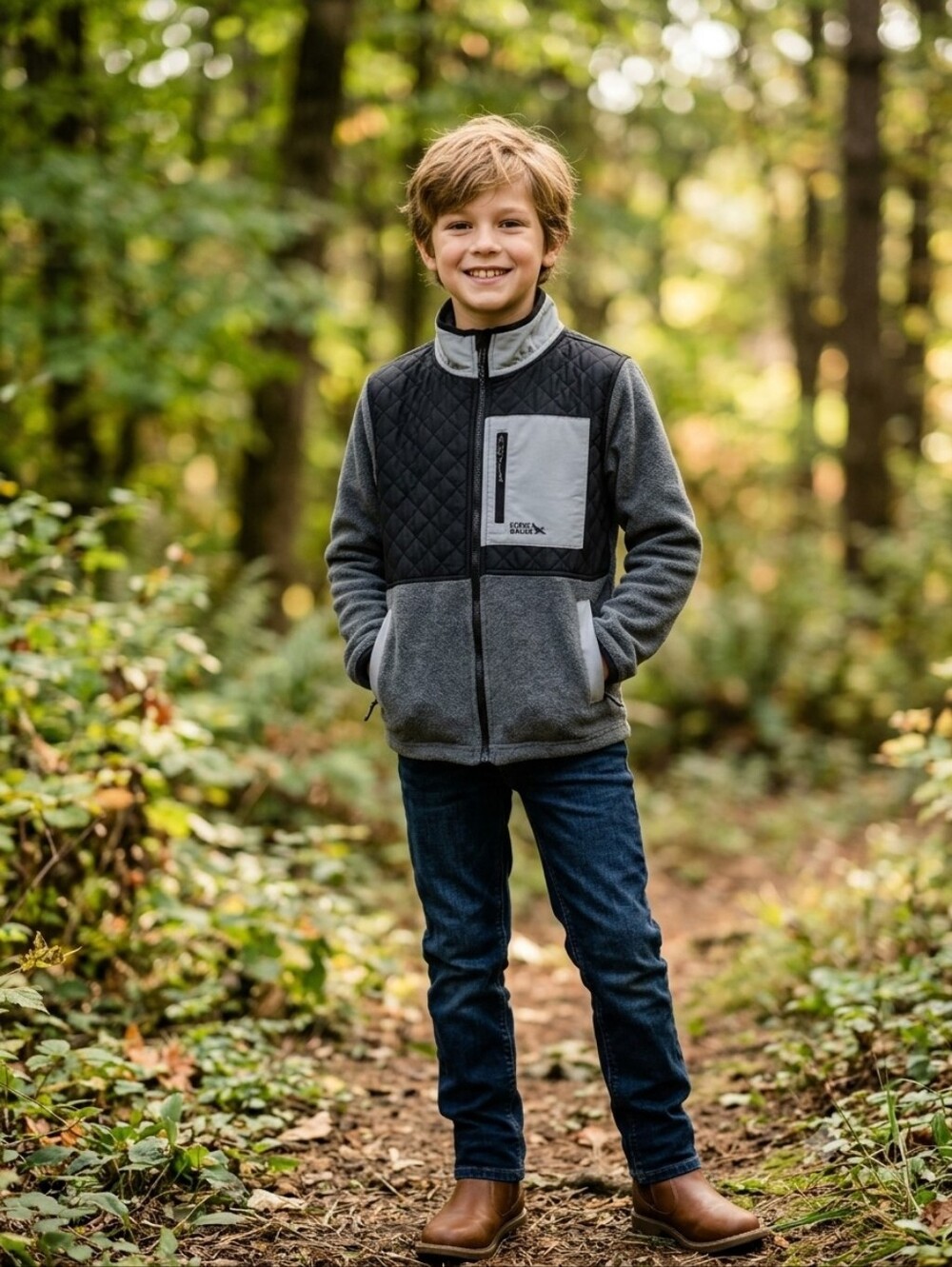 Eddie Bauer Kids' Grey Quilted Fleece Jacket